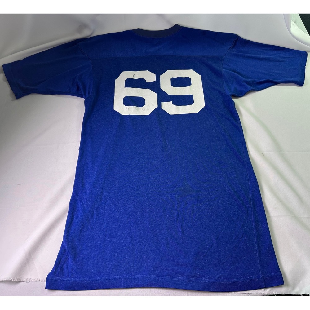 Vintage 70s Champion Blue Bar Jersey Shoreline Star Greyhound Park 69 Large USA